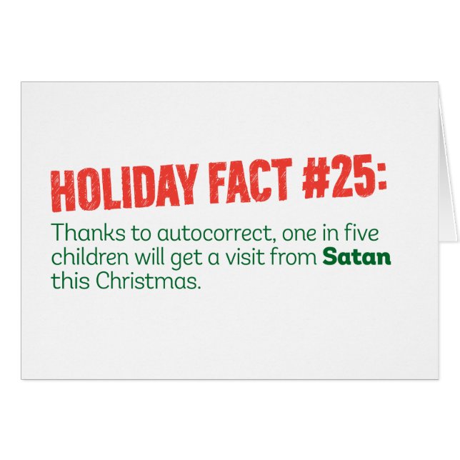 Funny "Satan" Autocorrect carte de Noël (Devant horizontal)