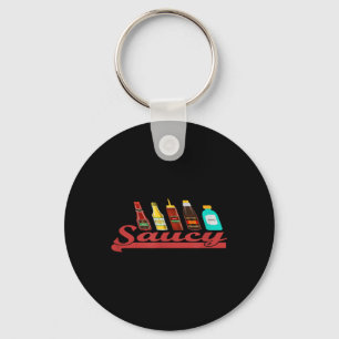 Funny Sauce Saucy Ketchup Mustard Mayo Bbq Hot Con Keychain