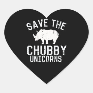 Funny Save  Chubby Unicorns Fat Rhino Heart Sticker