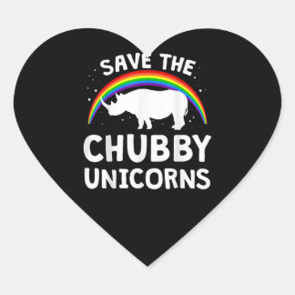 Funny Save Chubby Unicorns Rhino Lover Gift Heart Sticker