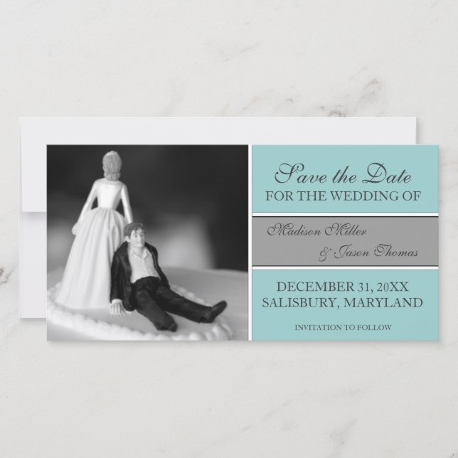 Funny Save the Date Announcements {Teal} (Front)