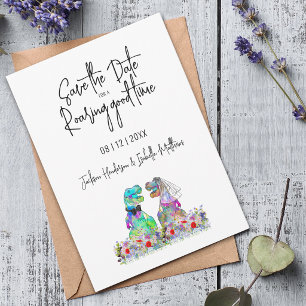 Funny Save the Date for a Roaring Dinosaur Wedding