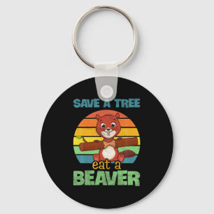 Funny Save The Tree Eat The Beaver For Earth Plane Keychain