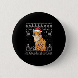 Funny Savh Cat Ugly Christmas Sweater Santa Xmas P 2 Inch Round Button