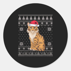 Funny Savh Cat Ugly Christmas Sweater Santa Xmas P Classic Round Sticker