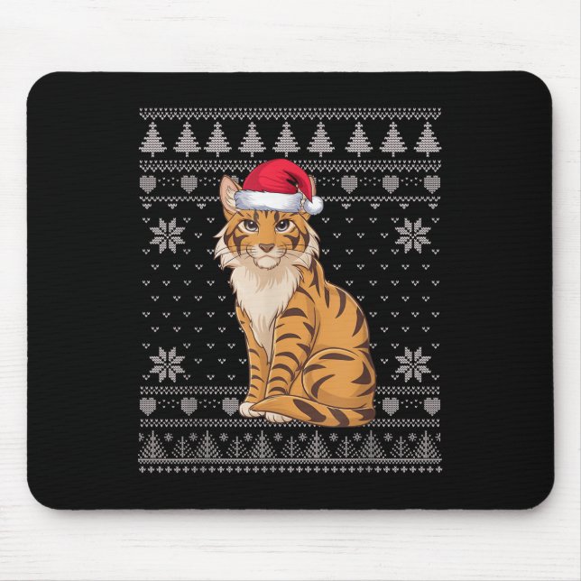 Funny Savh Cat Ugly Christmas Sweater Santa Xmas P Mouse Pad (Front)