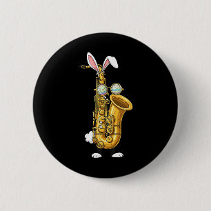 Funny Saxophone Bunny Easter Egg Easter Day Womens 2 Inch Round Button