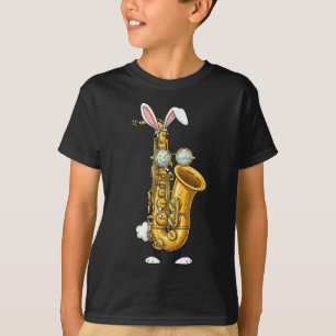 Funny Saxophone Bunny Easter Egg Easter Day Womens T-Shirt