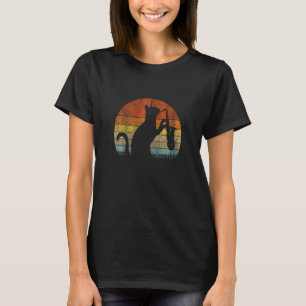 Funny Saxophone Cat Musician Jazz Music Retro Vin T-Shirt