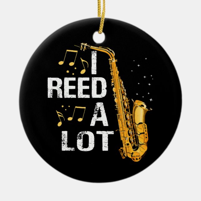 Funny Saxophone Ceramic Ornament (Front)