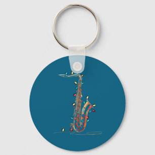 Funny Saxophone Christmas Graphics Lights Lover Pl Keychain