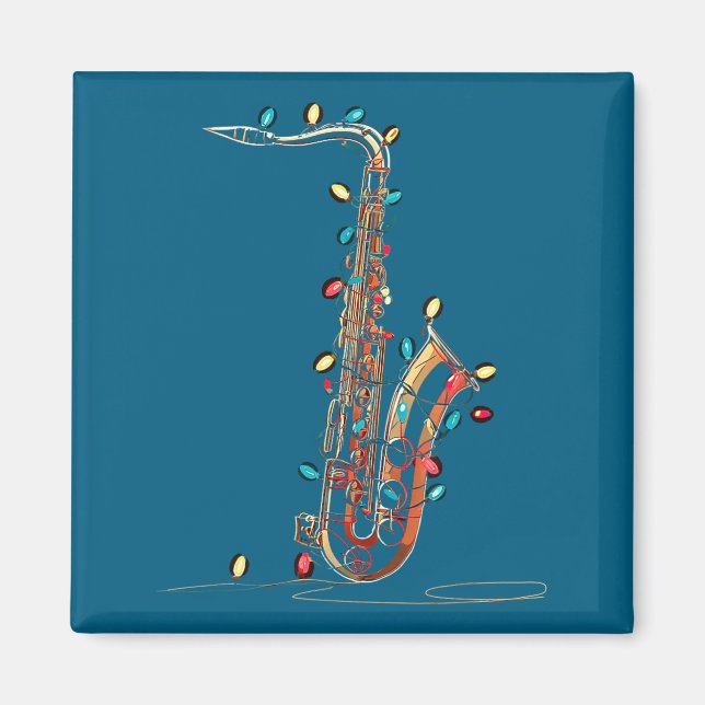 Funny Saxophone Christmas Graphics Lights Lover Pl Magnet (Front)