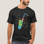 Funny Saxophone Musician Jazz Music Lover Colorful T-Shirt<br><div class="desc">This cool retro distressed Saxophone design is the best gift for someone who loves Saxophone. Perfect birthday or Christmas gift for Saxophone player, Saxophone musician.Does your dad, mom, grandpa, grandma, daughter or son play Saxophone, then get this funny retro design for them. Makes also a great fathers day gift and...</div>