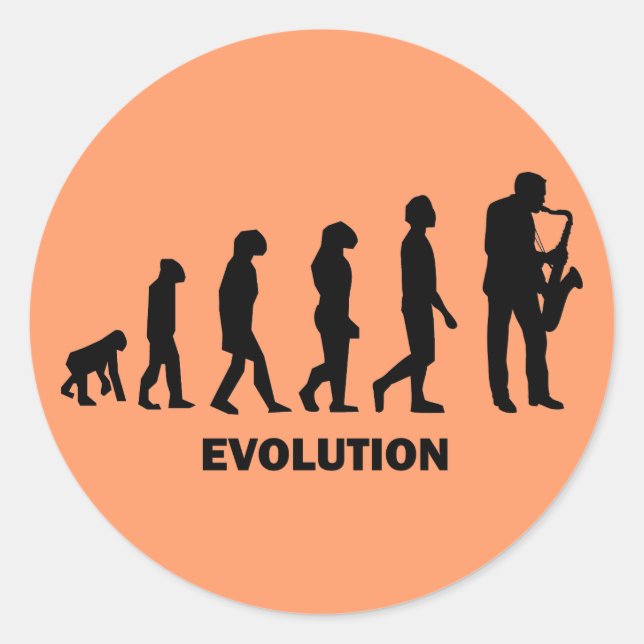 funny saxophone player classic round sticker (Front)