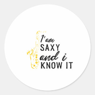 Funny Saxophone, Saxophone Gift for Saxaphone Classic Round Sticker