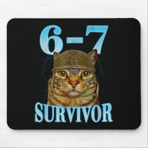 Funny Saying 67 Cats Tummy Ache Survivor Cat Meme Mouse Pad