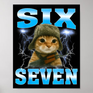 Funny Saying 67 Cats Tummy Ache Survivor Cat Meme Poster