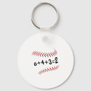 Funny Saying Baseball 6+4+3=2 Double Play Softball Keychain