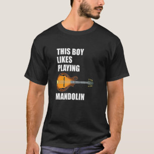 Funny Saying Boy Likes Mandolin Music Notes T-Shirt