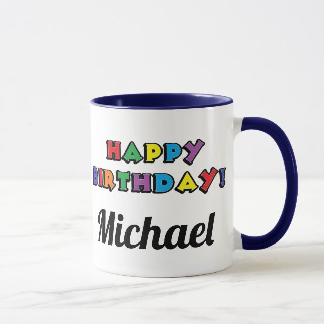 Funny Saying Cat Blue Personalized Birthday Mug (Right)