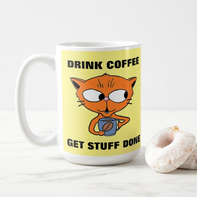 Funny Saying Cat Coffee Mug (With Donut)
