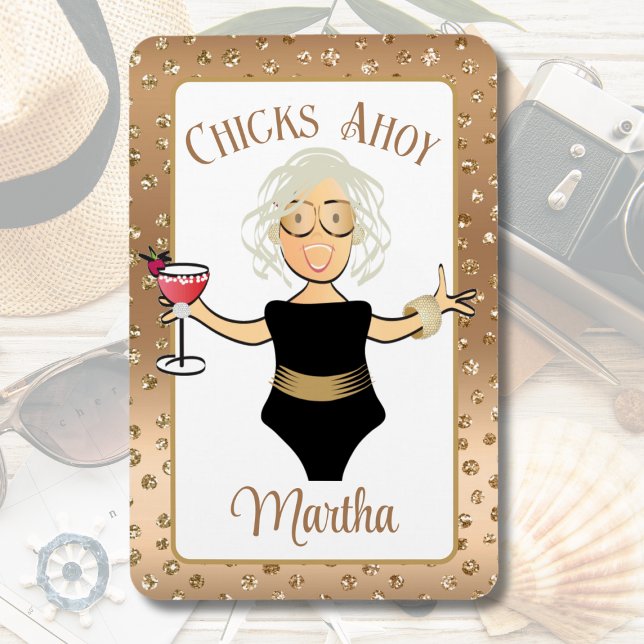 Funny Saying Chicks Ahoy Cartoon Bold Cruise Ship  Magnet (Creator Uploaded)