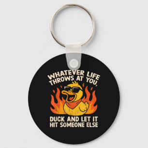 Funny Saying Duck Joke Quote Humour Duck Meme Keychain