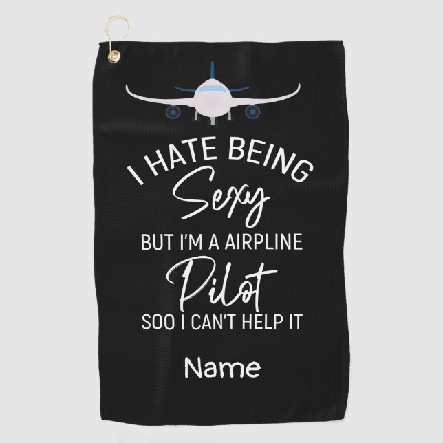 Funny saying for pilot golfer golf towel (Front)