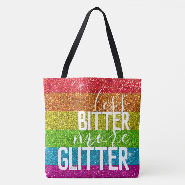 Funny Saying Gay Pride Humour Rainbow Glitter Tote Bag (Front)