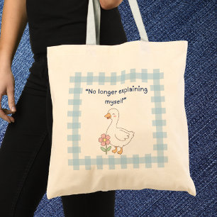 Funny Saying Goose with Blue Gingham Tote Bag