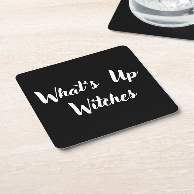 Funny Saying Halloween Square Paper Coaster (Angled)