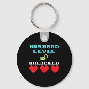 Funny Saying Husband Level Unlocked Wedding Groom Keychain