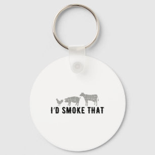 Funny Saying I Would Smoke That Bbq Joke Party Fun Keychain