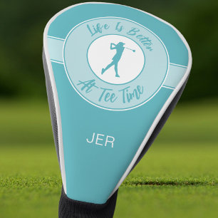 Funny Saying Personalized Monogram Initials Teal Golf Head Cover