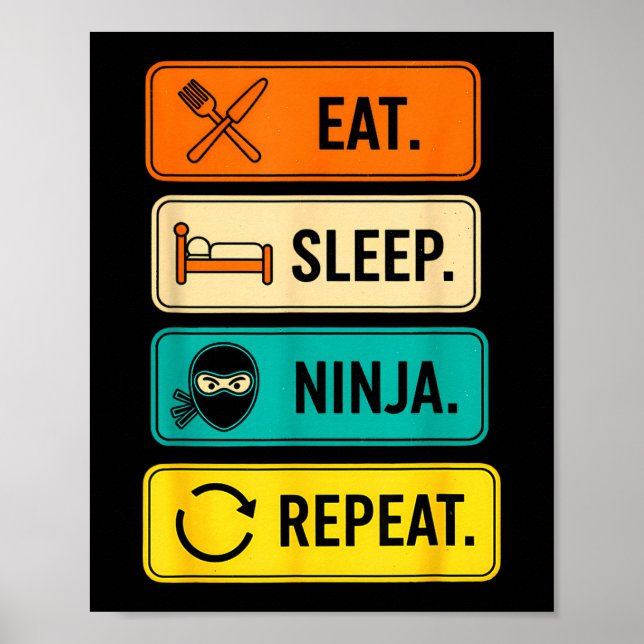 Funny Saying Sleep Ninja Repeat Sarcastic  Poster (Front)