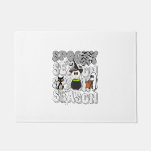 Funny Saying Spooky Season Halloween Cat Ghost Wom Doormat
