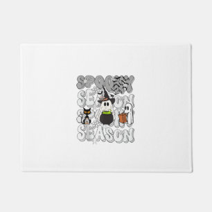 Funny Saying Spooky Season Halloween Cat Ghost Wom Doormat