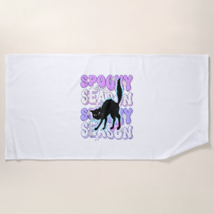 Funny Saying Spooky Season Halloween Cat Lover Wom Beach Towel