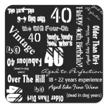 Funny Sayings 40th Birthday Black