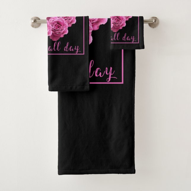 Funny sayings about roses and love bath towel set (Insitu)