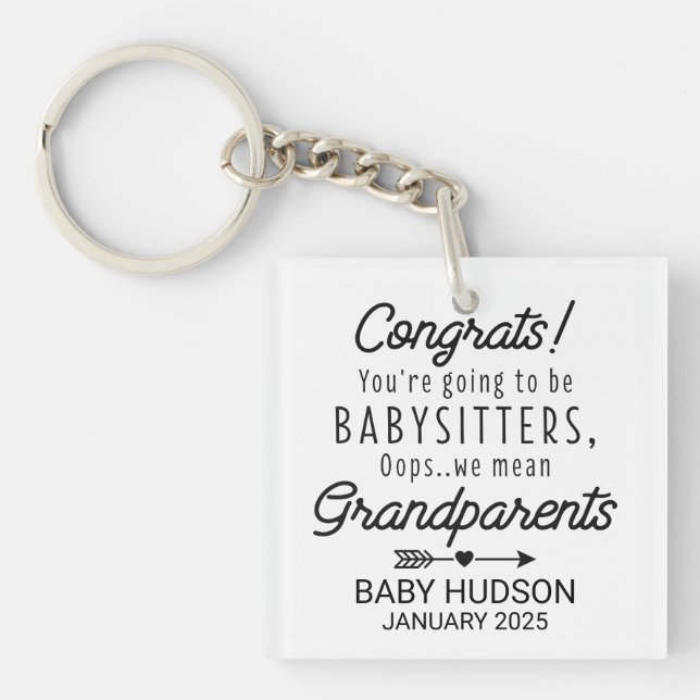 Funny Sayings for Grandparents-to-Be Keychain (Front)