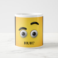 Funny Sayings Huh Confused Face Yellow & Black
