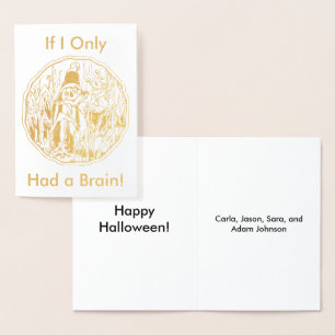 Funny Scarecrow Custom Names Happy Halloween Foil Card