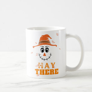 Funny Scarecrow Face Fall Leaves Halloween Coffee Mug