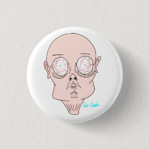 Funny scared cartoon face 1 inch round button