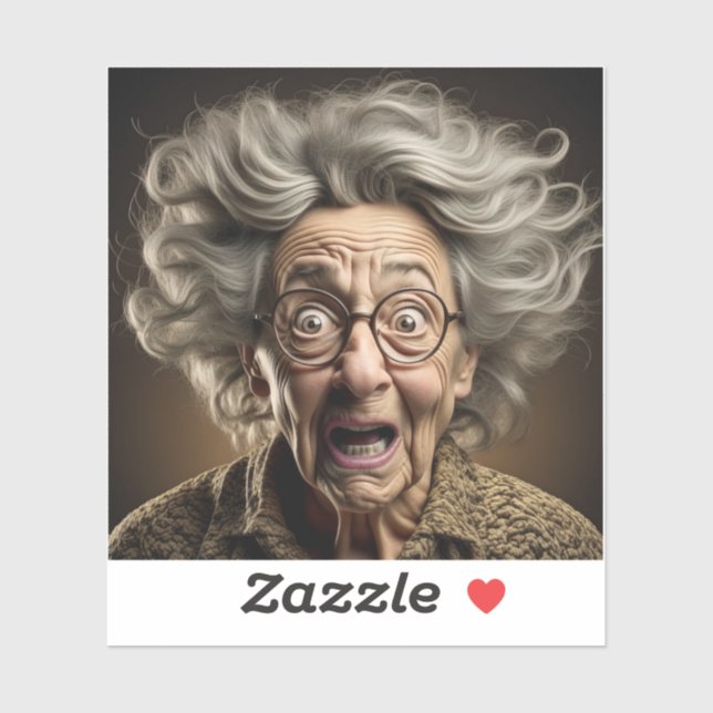 Funny Scared Old Lady Ai Art (Sheet)