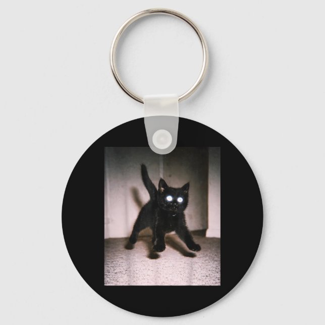 Funny Scared Startled Cat Jumping Meme Grunge y2k Keychain (Front)