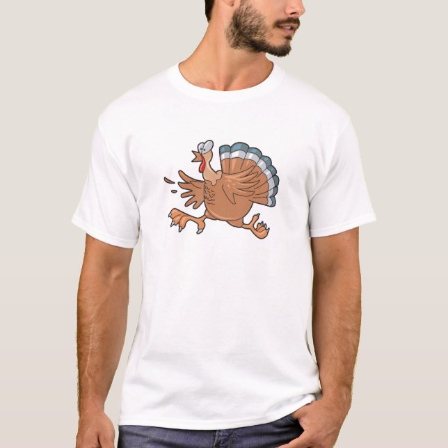 funny scared turkey T-Shirt (Front)