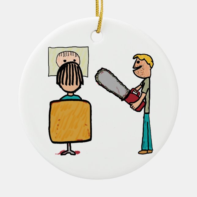 Funny Scary Barber Sweeney Todd Ceramic Ornament (Front)