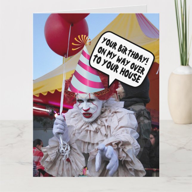 FUNNY SCARY EVIL CLOWN BIRTHDAY CARDS (Front)
